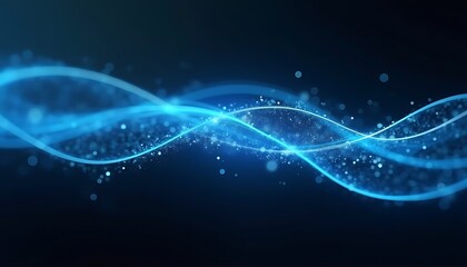 Abstract Modern Blue and Black Background With Shining Lights Effect, Lines and Glitter, Cool Desktop Wallpaper, Presentation Backdrop