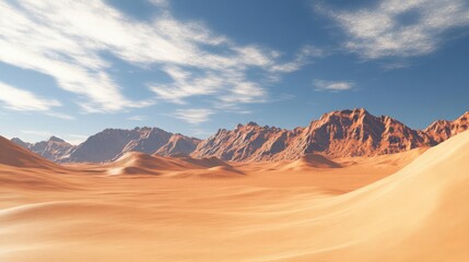 Naklejka premium A desert landscape with stone mountains and a spectacular sky