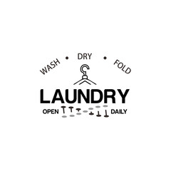 vintage laundry logo design vector illustration