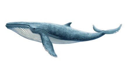 Big whale illustration. isolated on white background