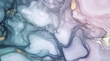 Fototapeta premium Elegant Marble Swirls, seamless texture featuring swirling veins in muted pink, green, and gold, perfect for luxurious backgrounds, minimalist designs, creating a soft atmosphere.