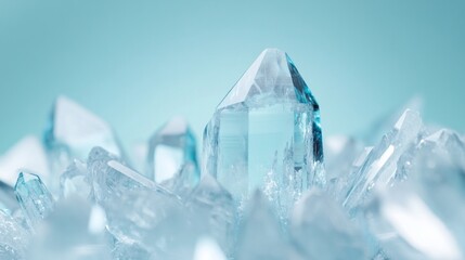 Obraz premium Blue and White Crystals Close-Up, intricate crystal formations with a minimalist design, showcasing vibrant hues and clean textures, perfect for modern decor or digital backdrops