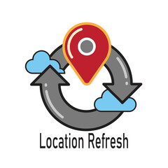 Modern, minimalist location refresh icon for digital interfaces and applications.