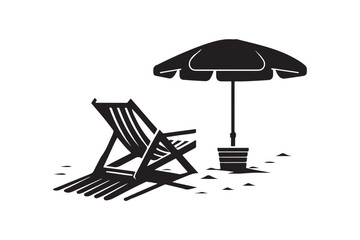 Beach chair silhouette minimalist clipart vector art illustration.