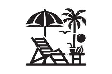 Beach chair silhouette minimalist clipart vector art illustration.