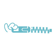 illustration of a closed zipper symbolizing silence and shut up. a hand closing a zipper. Design elements of fashion or technology archiving illustration