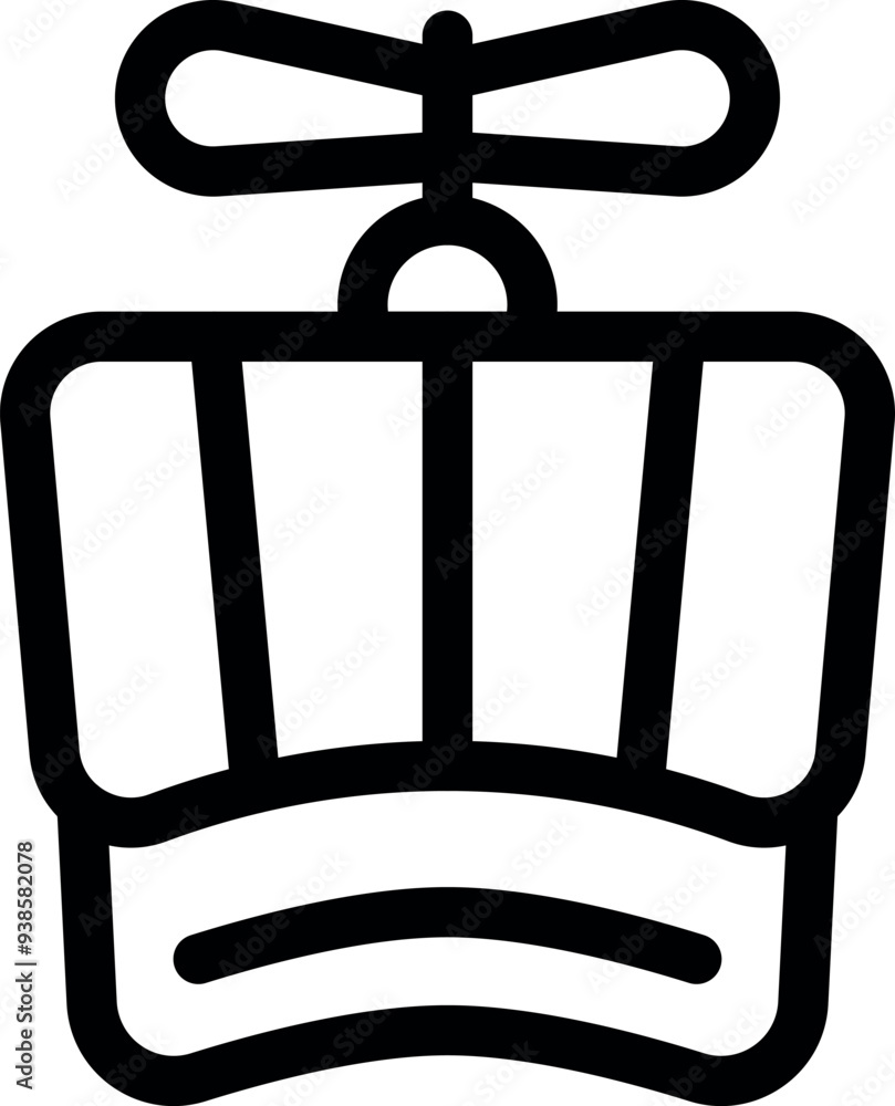 Poster simple vector icon of a beanie with a spinning propeller on top, often worn for fun and associated w