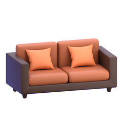 3d icon Double Sofa, 3d illustration, 3d element, 3d rendering.