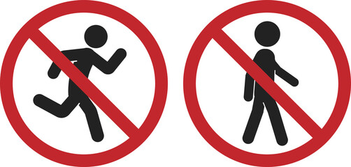 Bundle set prohibition sign do not walak enter, no running, authorized personnel only