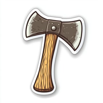 recommend clip art: Sticker of a hatchet in circle shape, flat vector illustration, on white background, digital sticker, clipart, icon 
