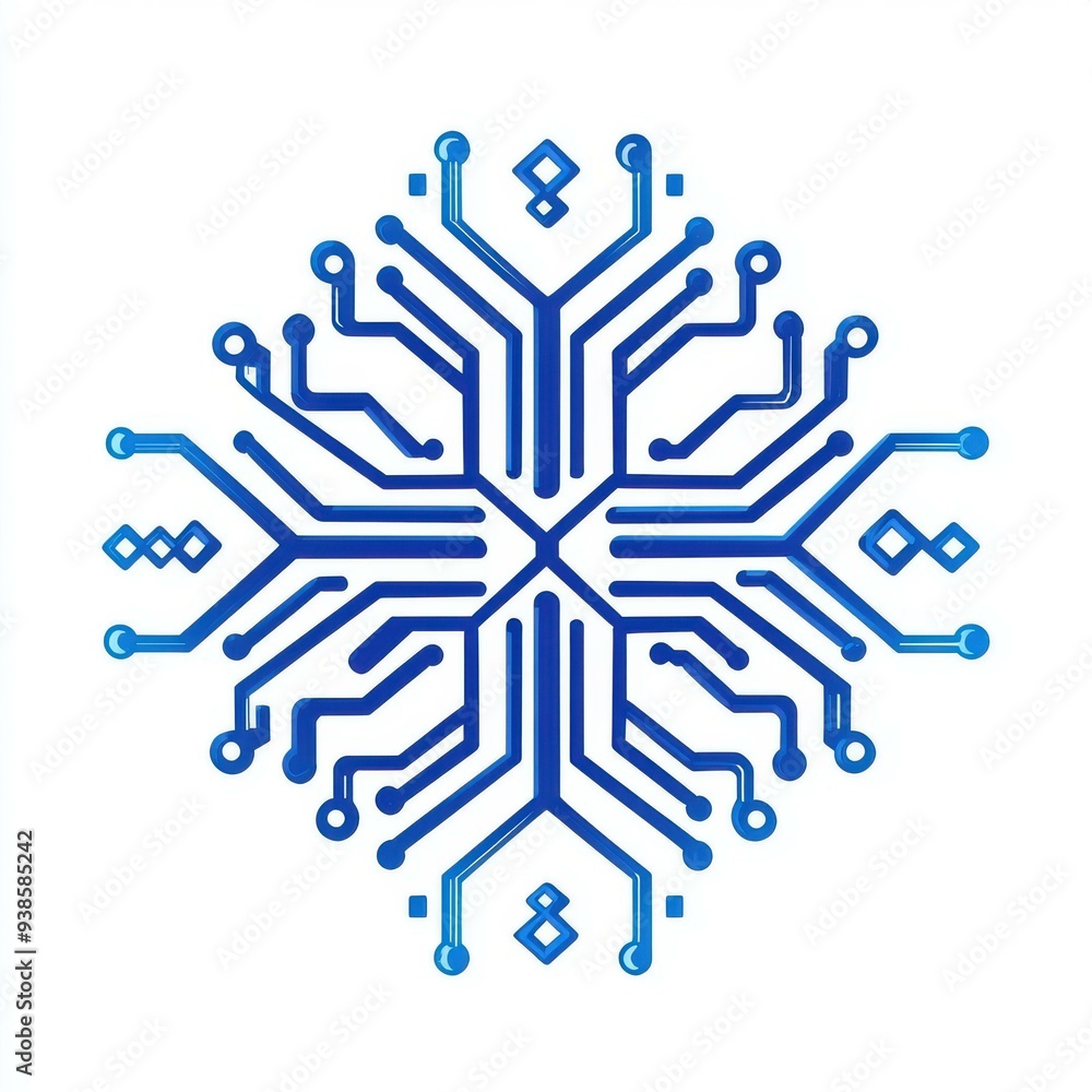 Poster modern logo design featuring ai elements like circuit patterns and neural networks in blue and gray 