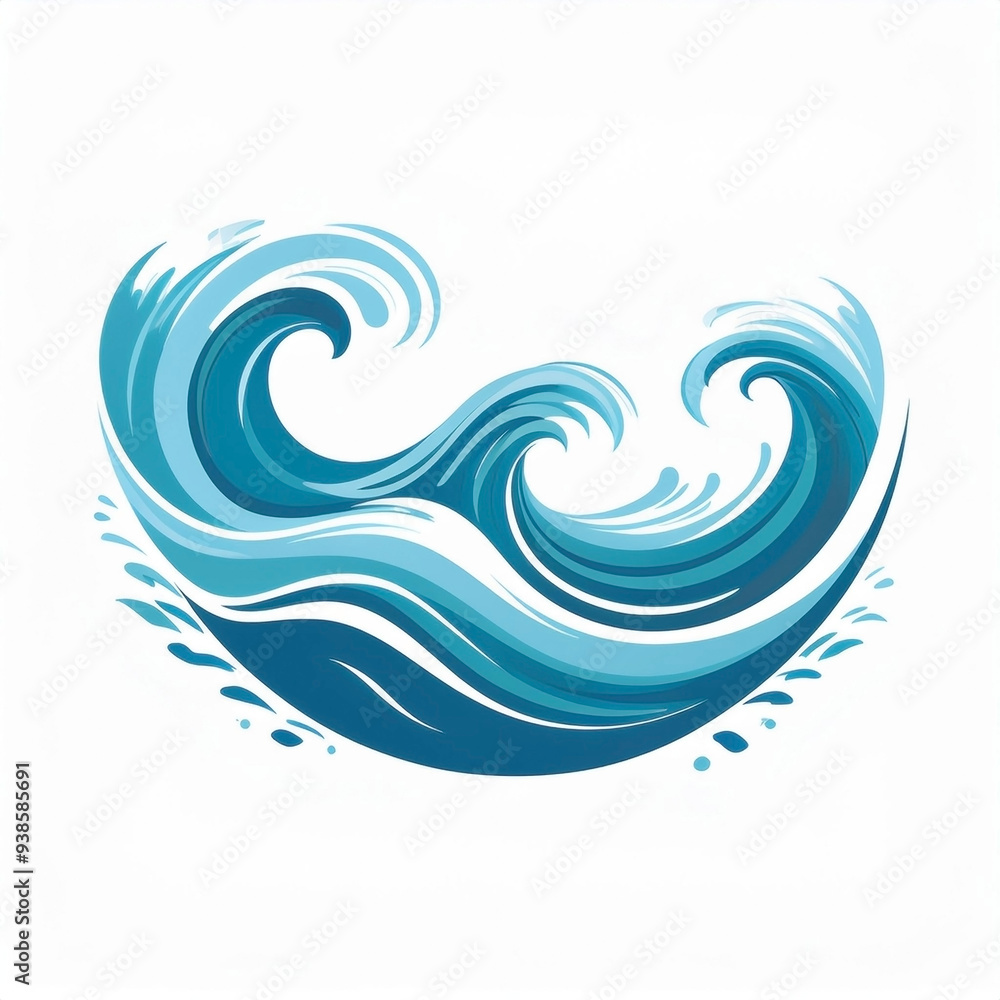 Wall mural wave logo illustration in a simple and clean flat art style