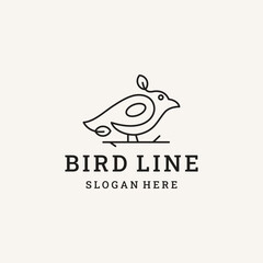 bird logo design vector line style on white background