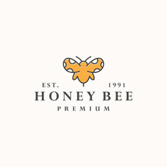 Honey bee logo vector icon illustration hipster vintage