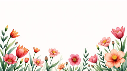 Flowers and plants for background illustration watercolor hand drawn style
