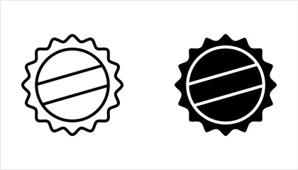 Bottle cap vector icon set. Blank label in the shape of aluminum bottle cap on white background