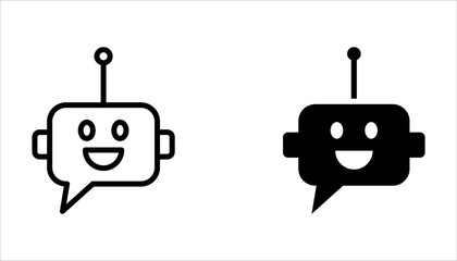 Chatbot icon vector set. Ai bot with message symbol on white background