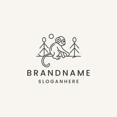 Monkey forest logo design template vector illustration On white background