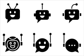 Chatbot icon vector set. Ai bot with message symbol on white background