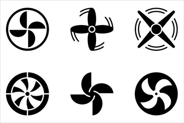 Plane turbine icon set. Airplane equipment on white background