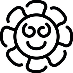 Simple yet cheerful line art illustration of a happy sun shining brightly