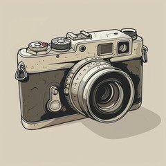 Old Vintage Camera Illustration, Vector, Icon Isolated