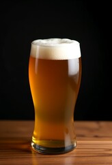 Beer mug on wooden table traditional bavarian oktoberfest drink black background