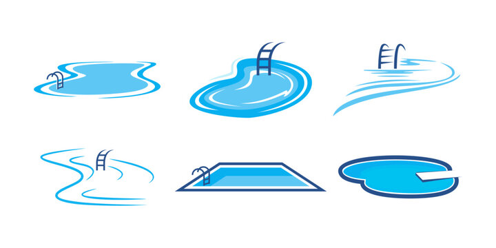 Set of Swimming Pool service logo vector. Splash pool design isloated