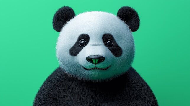 close up portrait of a panda, isolated on green background, profile picture, pfp