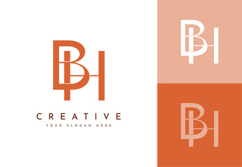 Luxury and modern BH monogram logo design