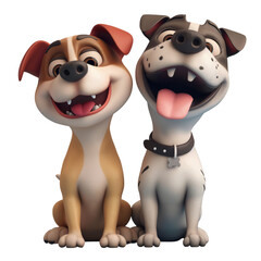 Naklejka premium set of cute couple dog. animal pet. 3D cartoon animation style.