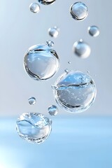 Captivating Closeup of Crystalline Water Molecules on a Serene Blue Background