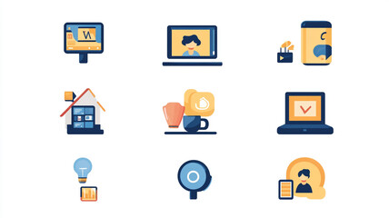 Creative digital workspace with diverse tools showcasing modern technology and online communication in a bright, engaging layout