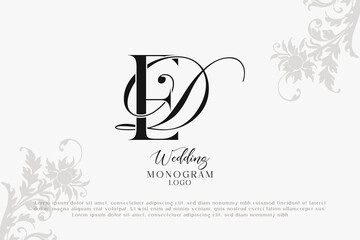 ED DE wedding logo Monogram, Stylish Wedding Couple Logo, Minimalist Wedding Monogram, Initials Logo, Editable wedding monogram