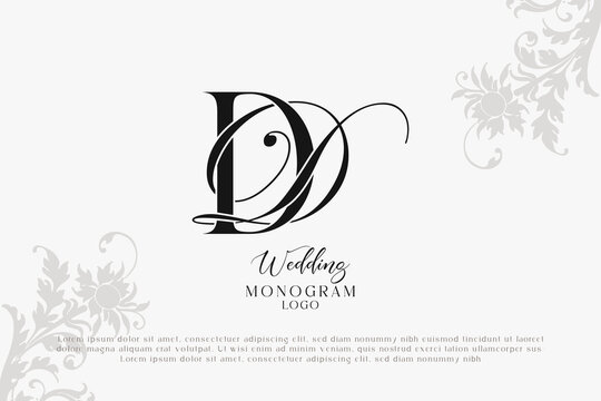 DD wedding logo Monogram, Stylish Wedding Couple Logo, Minimalist Wedding Monogram, Initials Logo, Editable wedding monogram