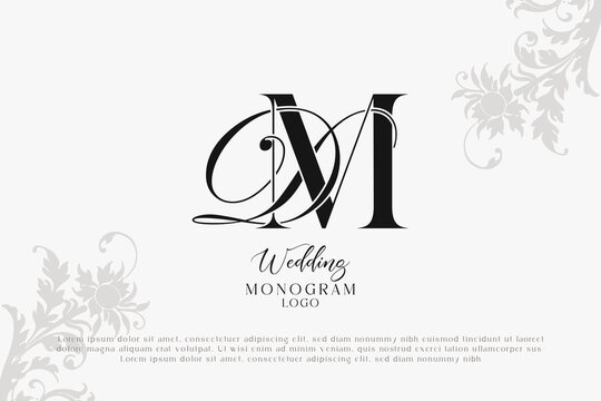 MD DM wedding logo Monogram, Stylish Wedding Couple Logo, Minimalist Wedding Monogram, Initials Logo, Editable wedding monogram