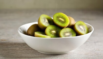  Fresh and vibrant kiwi slices in a bowl