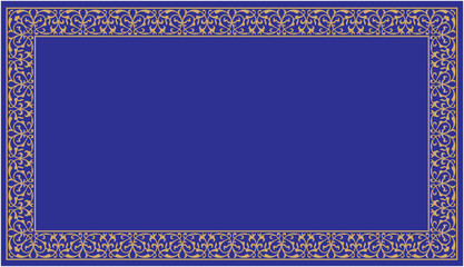 Obraz premium Vector illustration of blue rectangular frame border element, good to use for calligraphy, decoration, cover, invitation card