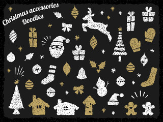 クリスマスモチーフの手描きイラストセット