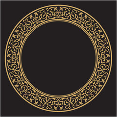 Vector illustration of golden design element circle frame border with elegant pattern. suitable for calligraphy, covers, decorations, etc