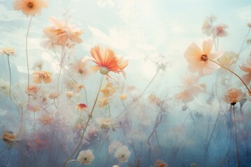 Blue background wallpaper with floral pattern