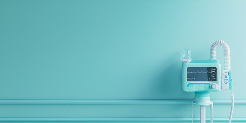 Minimalist hospital monitor on a light teal wall, symbolizing modern healthcare technology
