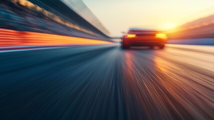 Race car crossing the finish line in a blur, flames trailing from exhaust, symbolizing speed, power, and victory in motorsport