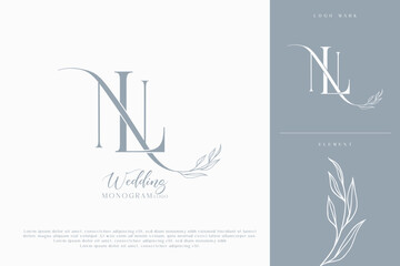 Naklejka premium nl ln wedding initial modern and monogram digital logo