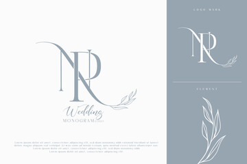 np pn wedding initial modern and monogram digital logo