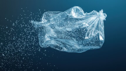 Obraz premium A plastic bag is floating in the water with a lot of bubbles