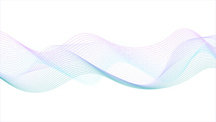 Flowing dynamic colorful blue pink isolated on white background. Colorful wave lines on white background for elements. Curve modern pattern.	