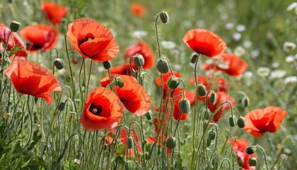 Fototapeta premium Blooming Poppies in a Field