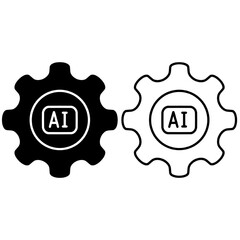 artificial intelligence machine gear icon, vector illustration icon