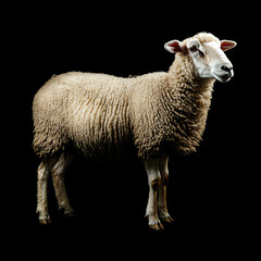 Fototapeta premium Sheep on Black Background.